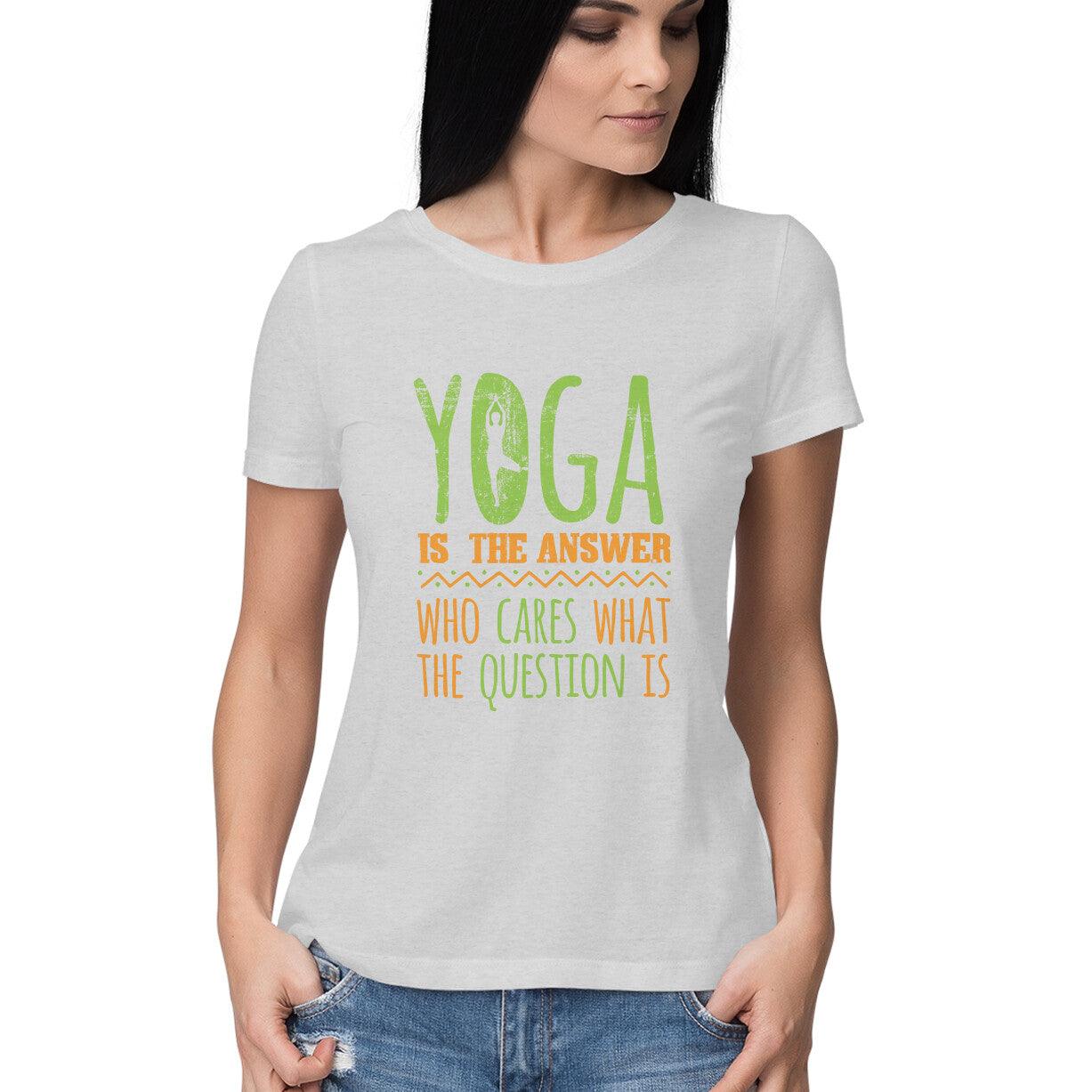 HALF SLEEVE ROUND NECK T-SHIRT_YOGA IS THE ANSWER - GAAIA