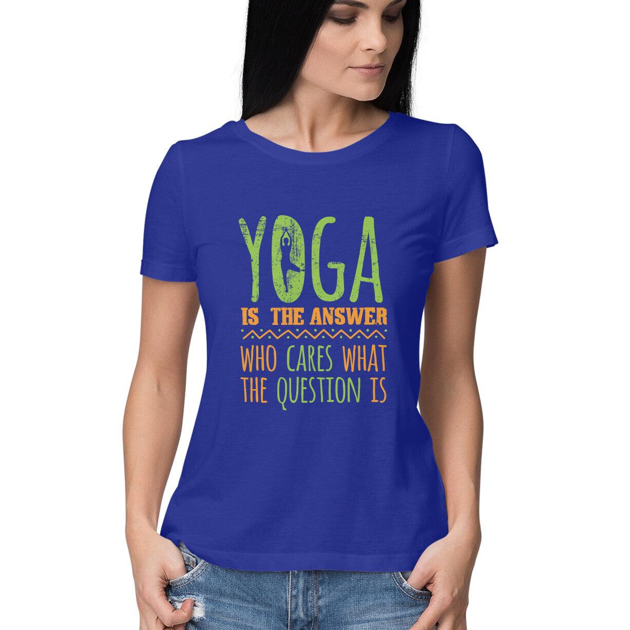 HALF SLEEVE ROUND NECK T-SHIRT_YOGA IS THE ANSWER - GAAIA