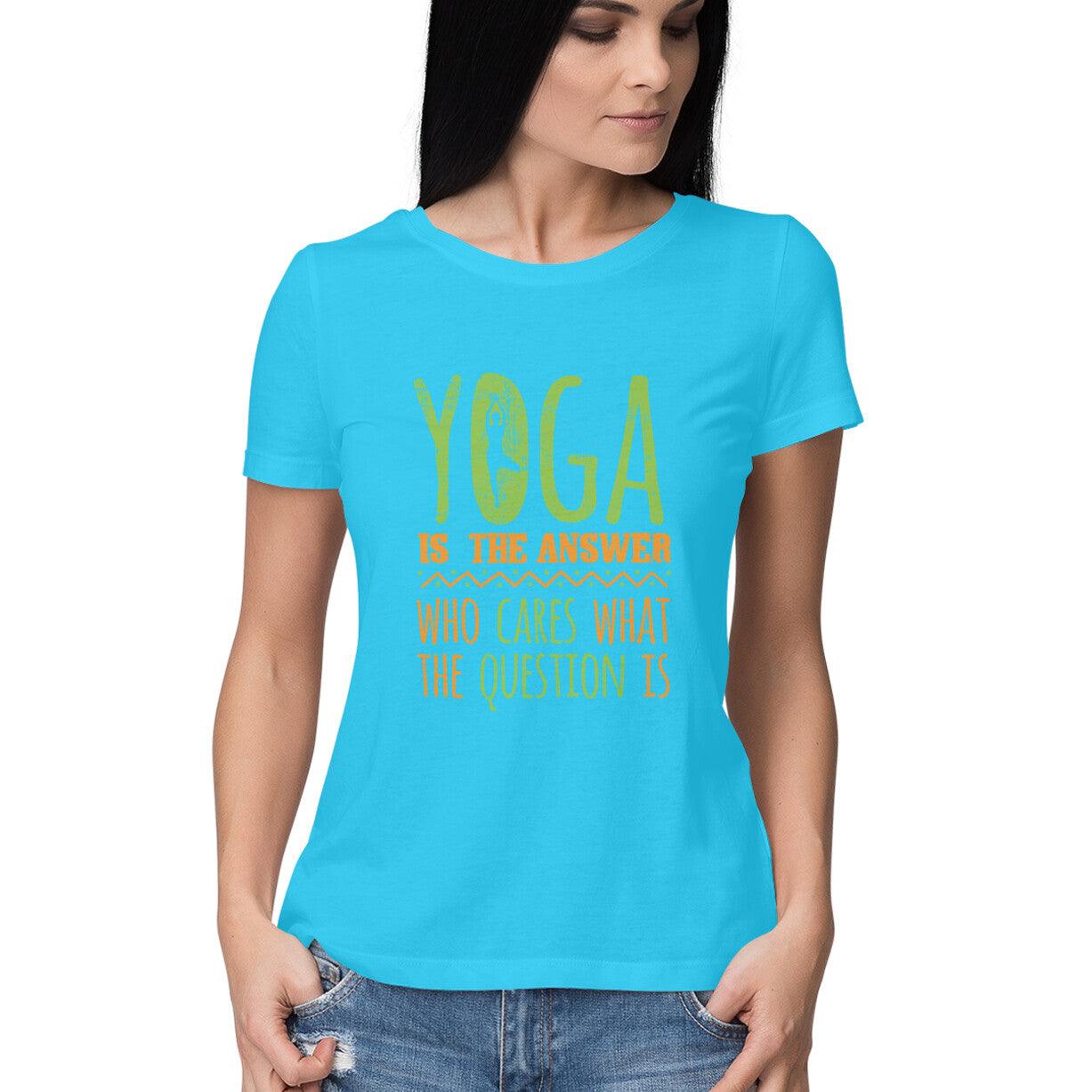 HALF SLEEVE ROUND NECK T-SHIRT_YOGA IS THE ANSWER - GAAIA