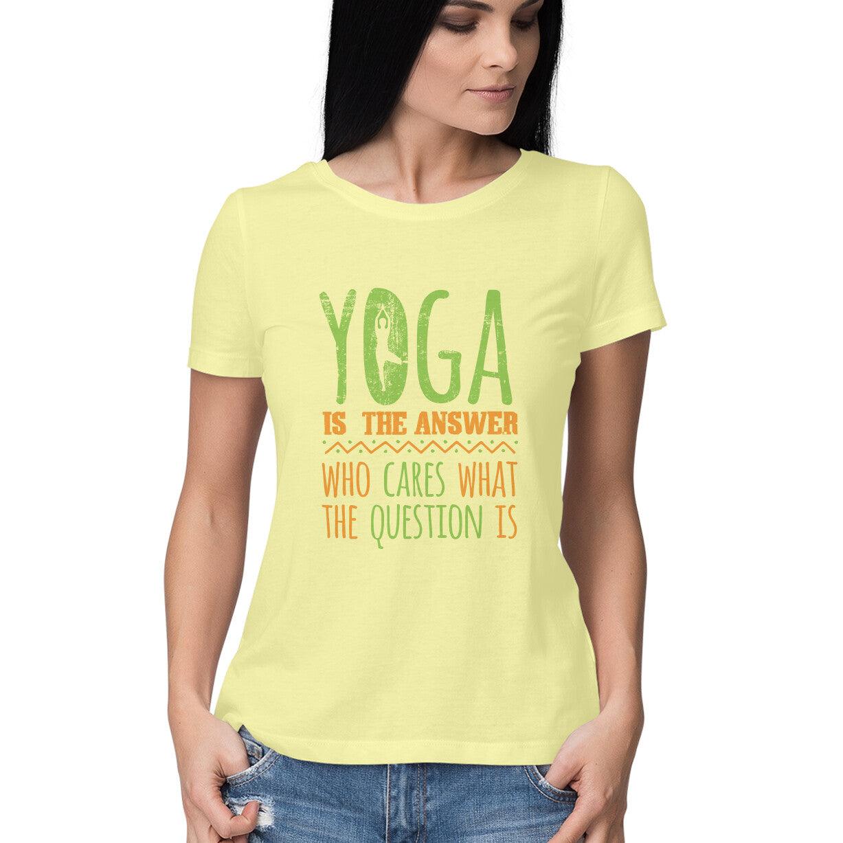 HALF SLEEVE ROUND NECK T-SHIRT_YOGA IS THE ANSWER - GAAIA