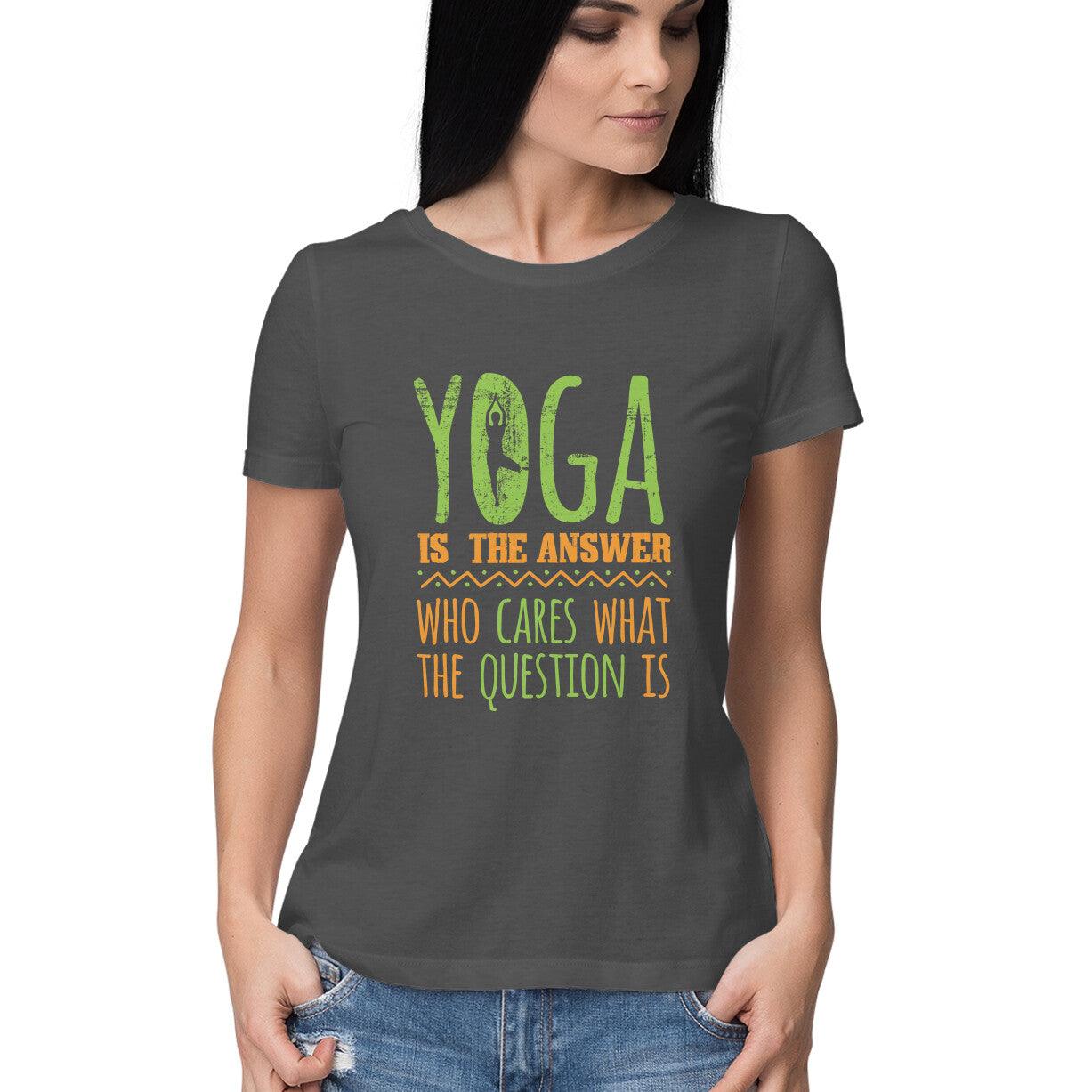 HALF SLEEVE ROUND NECK T-SHIRT_YOGA IS THE ANSWER - GAAIA