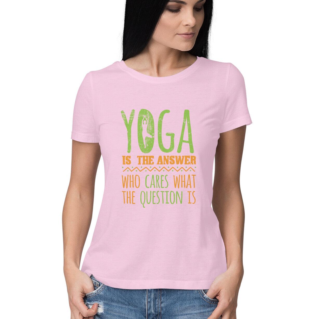 HALF SLEEVE ROUND NECK T-SHIRT_YOGA IS THE ANSWER - GAAIA