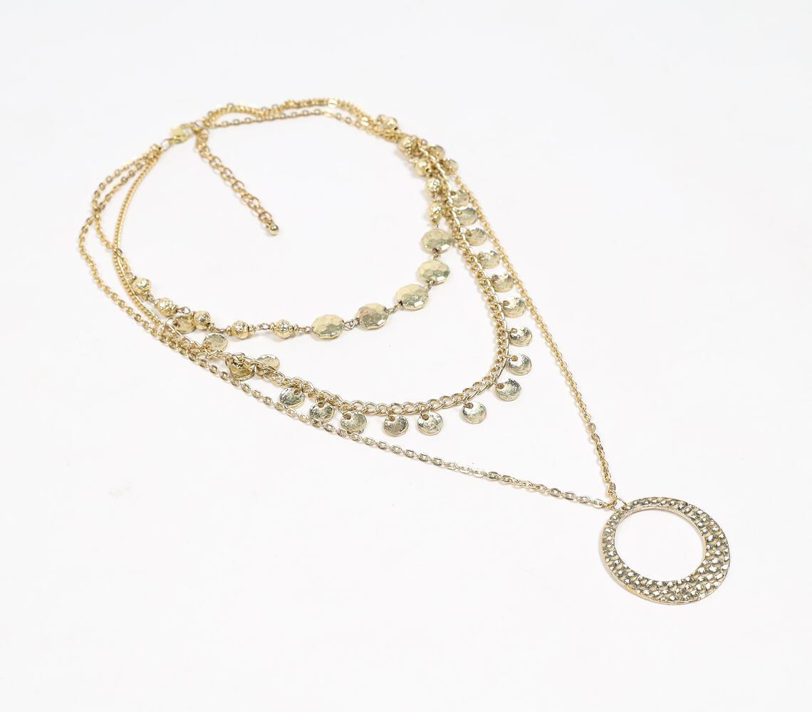 Hammered Gold-Toned Iron Layered Necklace - GAAIA