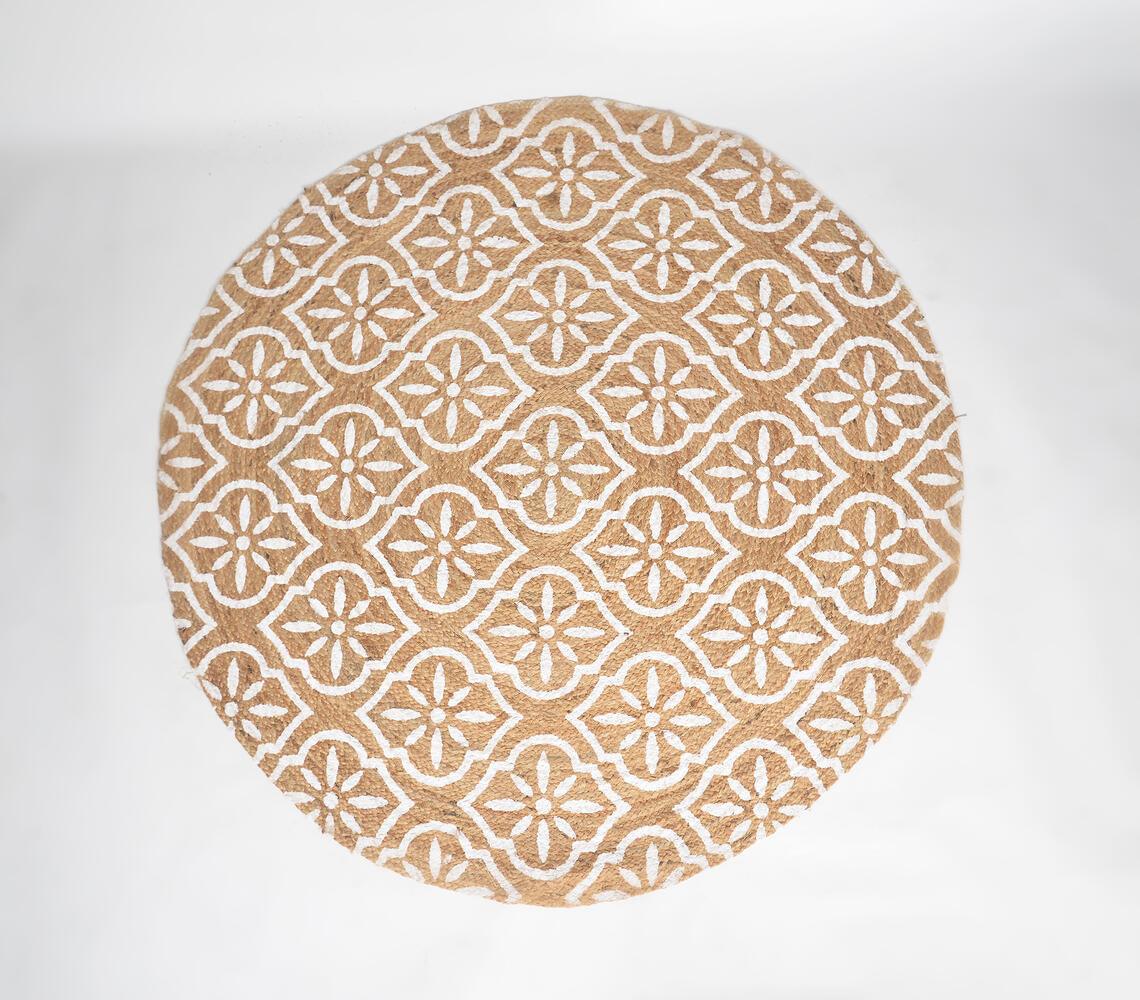 Hand Block Printed Novelty Spiral Jute Rug - GAAIA