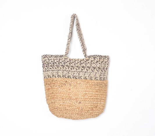 Hand braided jute & cotton tote bag - GAAIA