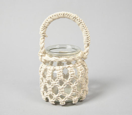 Hand Knotted Jute & Glass Vase Q1 - GAAIA