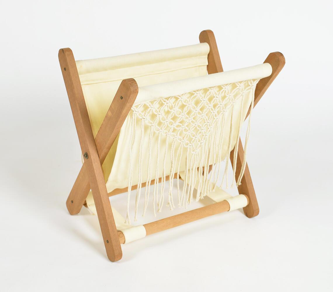 Hand Knotted Macrame Fold-able Magazine Stand - GAAIA