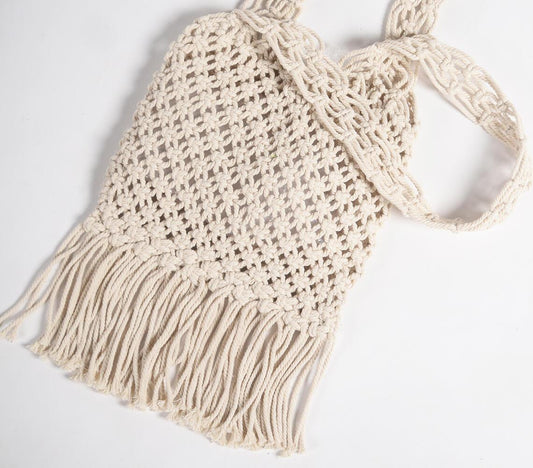 Hand Knotted Macrame Fringed handbag - GAAIA