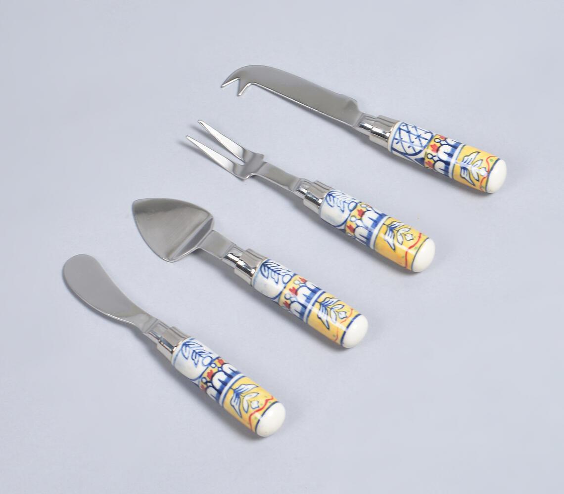 Hand Painted Ceramic & Stainless Steel Botanical Flatware Set - GAAIA