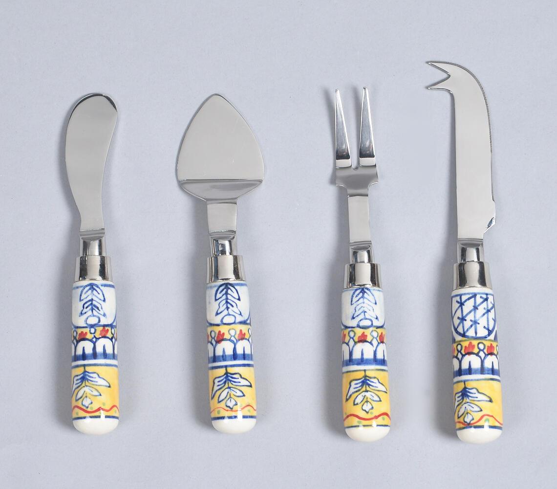 Hand Painted Ceramic & Stainless Steel Botanical Flatware Set - GAAIA