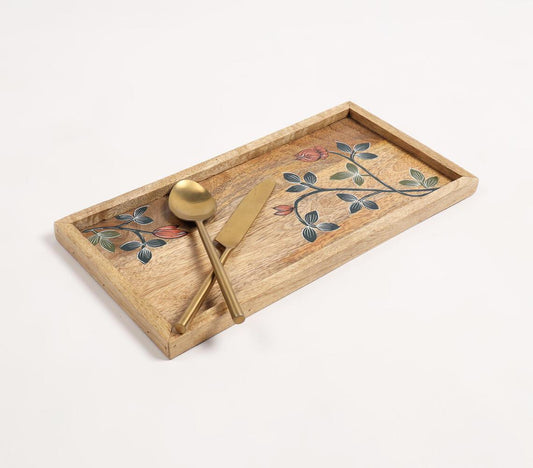 Hand Painted Mango Wood Botanical Serving Tray - GAAIA