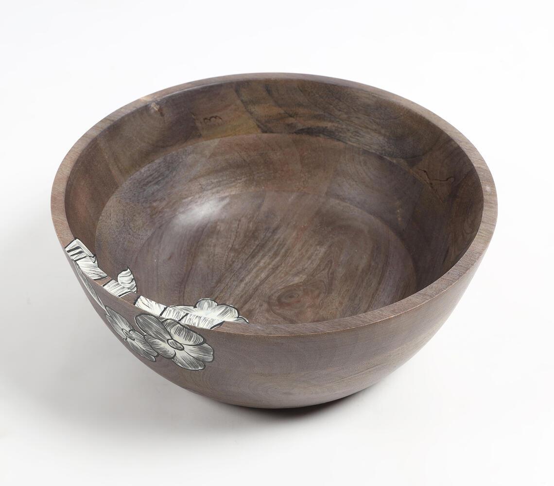 Hand Painted Mango Wood Floral-Sketch Bowl - GAAIA