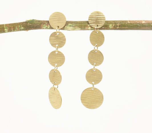 Handmade Brass Coin Shoulder Duster Earrings - GAAIA