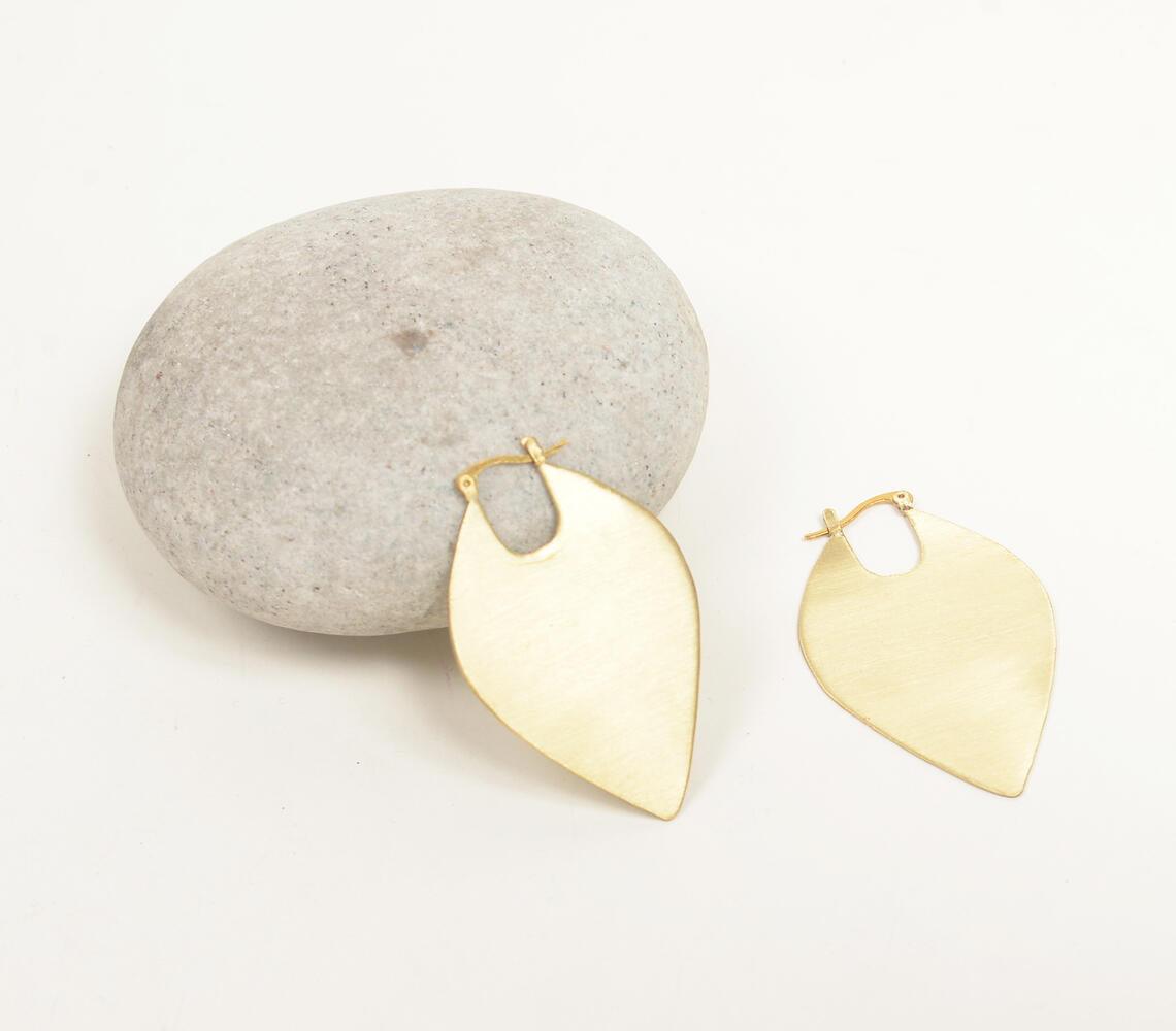 Handmade Brass Leaf-Shaped Dangle Earrings - GAAIA