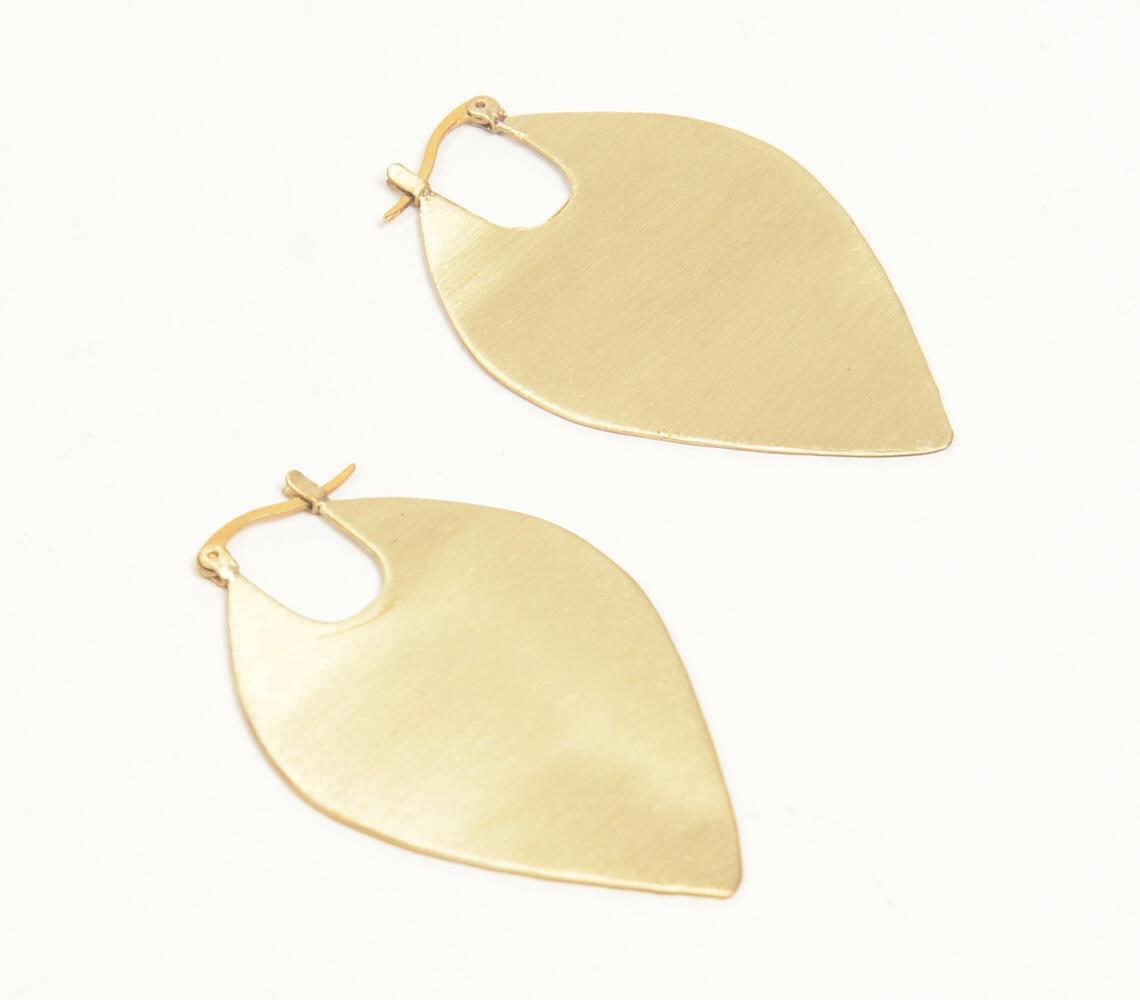 Handmade Brass Leaf-Shaped Dangle Earrings - GAAIA