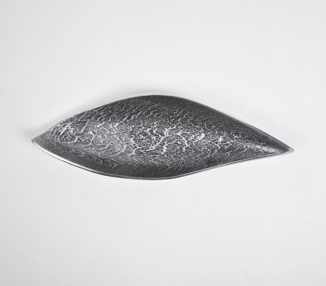 Handmade Grey Boat-Shaped Textured Serving Platter - GAAIA