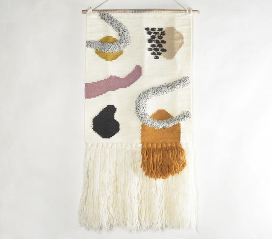 Handwoven Abstract Fringed Wall Hanging - GAAIA