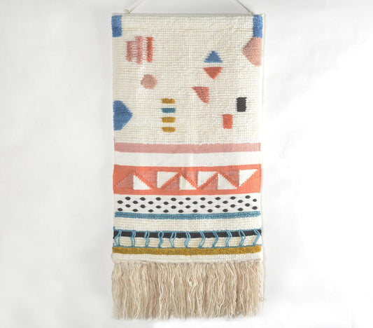 Handwoven & Tufted Abstract Geometric Fringed Wall Hanging - GAAIA