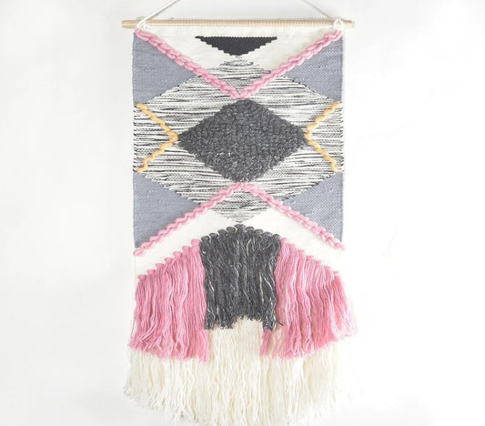 Handwoven & Tufted Geometric Fringed Wall Hanging - GAAIA