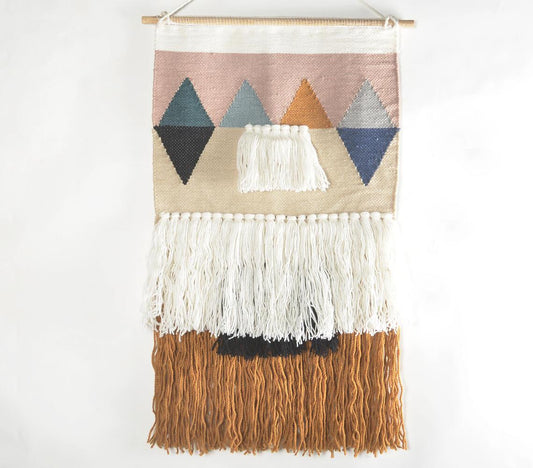 Handwoven & Tufted Geometric Fringed Wall Hanging - GAAIA