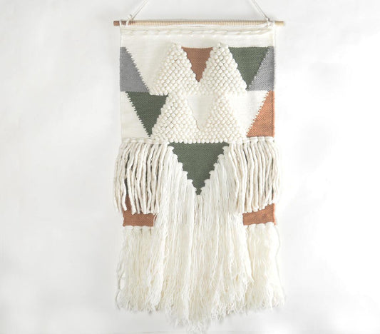 Handwoven & Tufted Geometric Fringed Wall Hanging Q4 - GAAIA