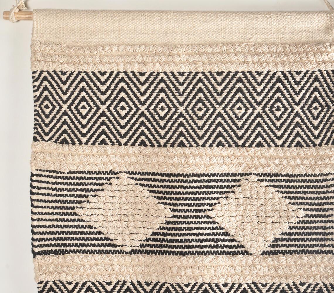 Handwoven Cotton Geometric Fringed Wall Hanging - GAAIA