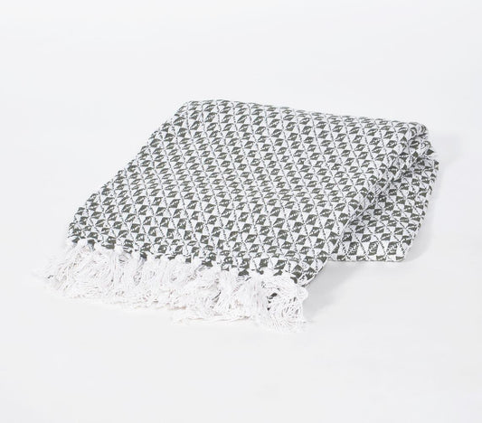 Handwoven Cotton Lattice Tasseled Throw - GAAIA