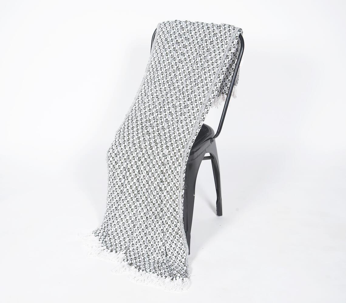 Handwoven Cotton Lattice Tasseled Throw - GAAIA