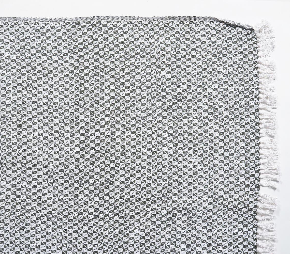 Handwoven Cotton Lattice Tasseled Throw - GAAIA