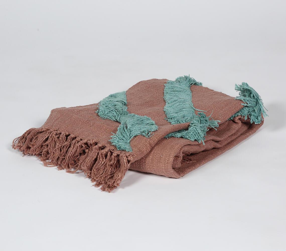 Handwoven Dusty Pink Throw with Teal Accents - GAAIA