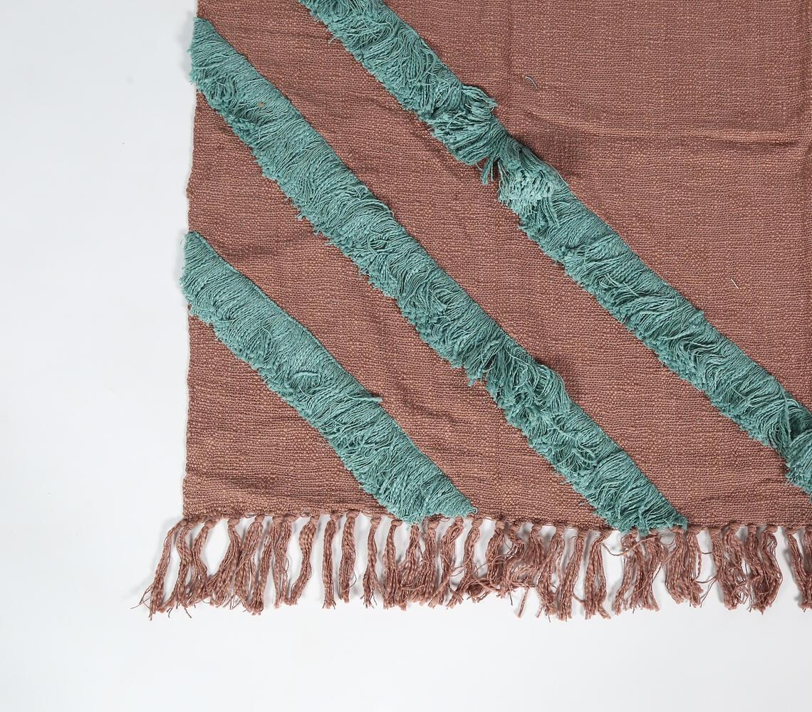 Handwoven Dusty Pink Throw with Teal Accents - GAAIA