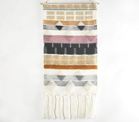 Handwoven Geometric Fringed Wall Hanging - GAAIA