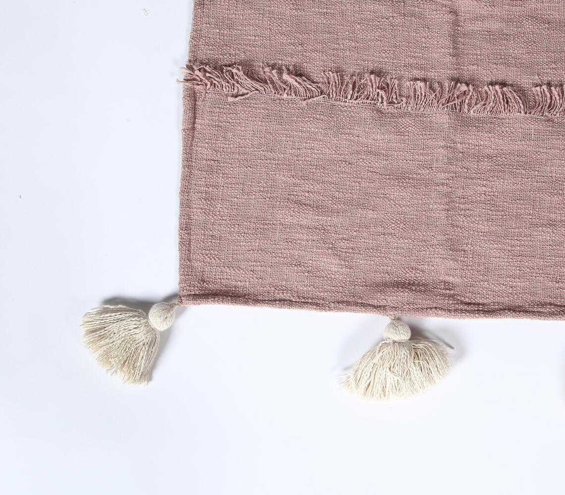 Handwoven Pastel Pink Tasseled Throw - GAAIA