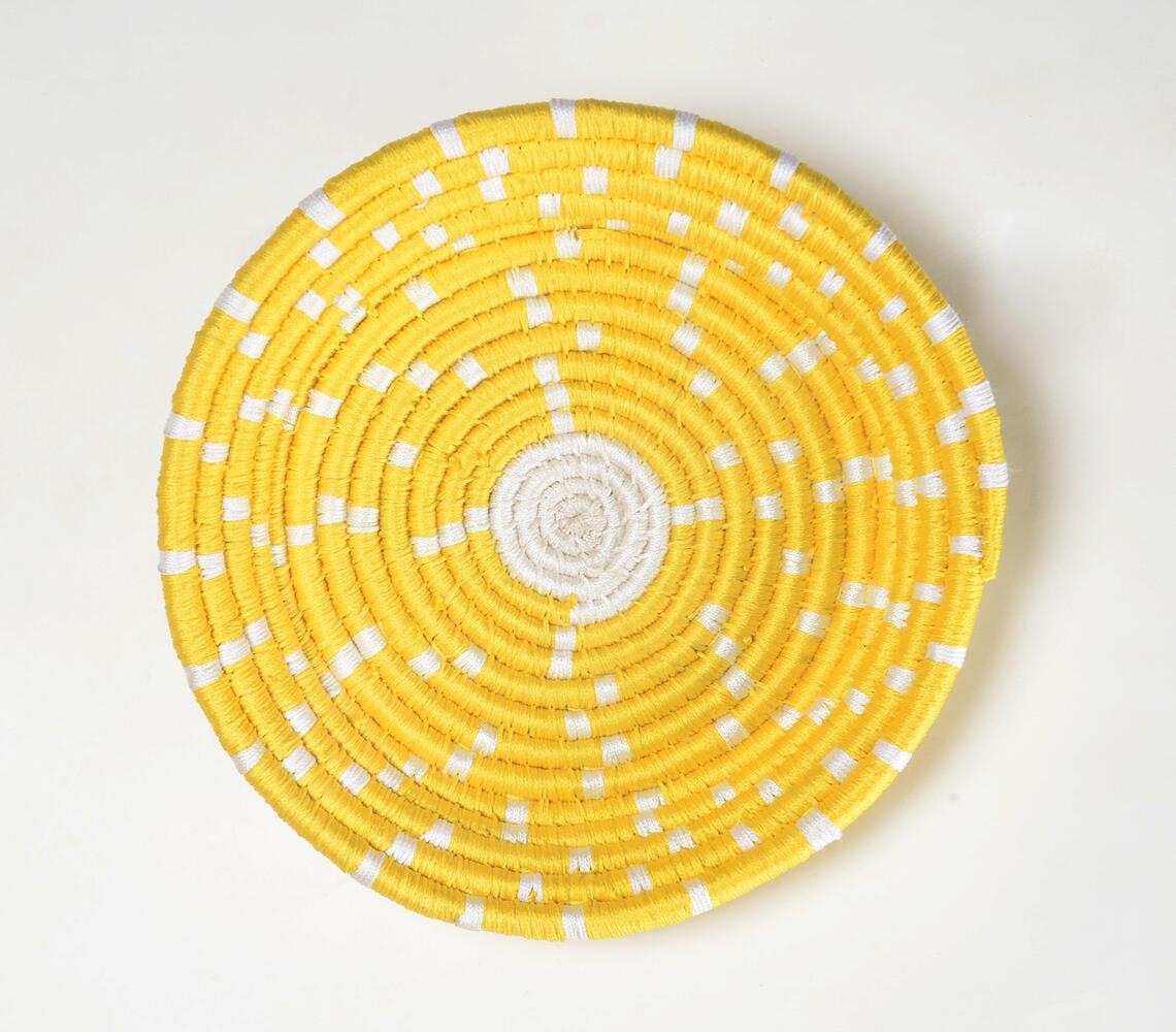 Handwoven Sunshine Yellow Round Wall Plate - GAAIA