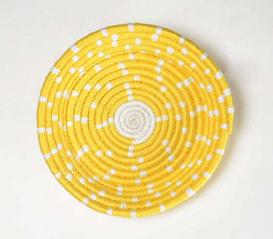 Handwoven Sunshine Yellow Round Wall Plate - GAAIA