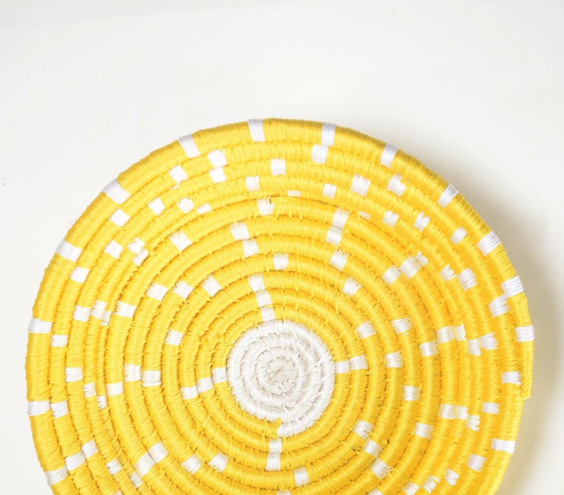 Handwoven Sunshine Yellow Round Wall Plate - GAAIA