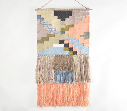 Handwoven Tetris Fringed Wall Hanging - GAAIA