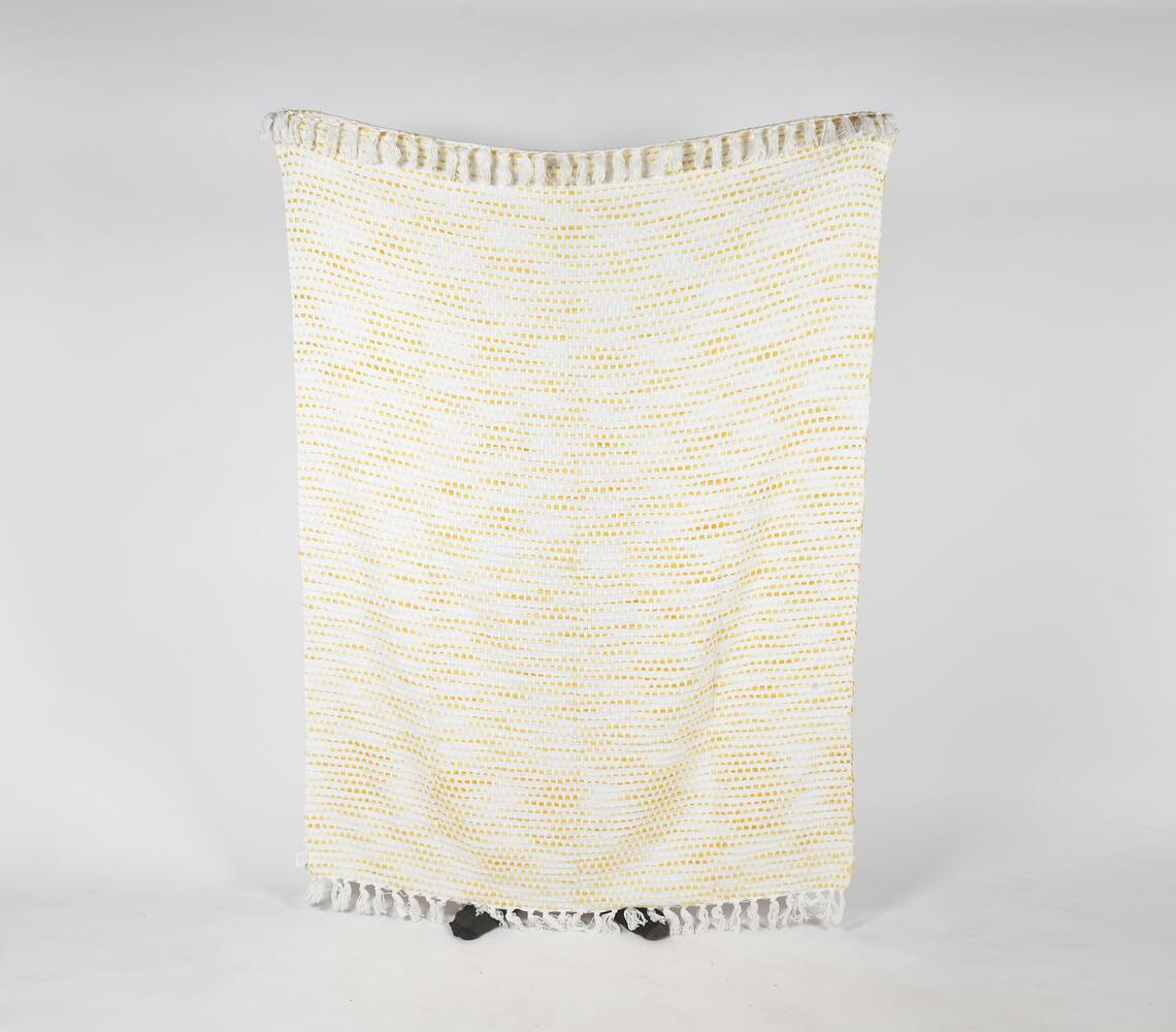 Handwoven Textured Throw with Tasseled Border - GAAIA