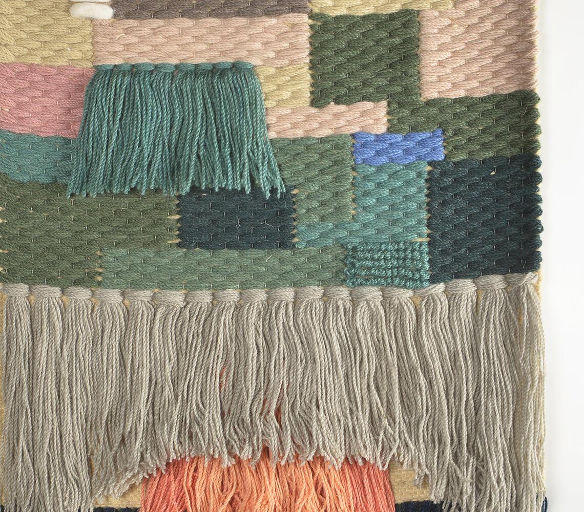 Handwoven Woolen Wall Hanging with Fringed Tassels - GAAIA