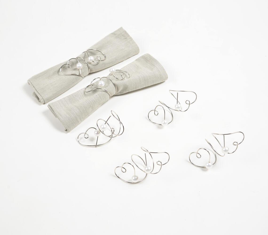 Heart Coiled Pearl Napkin rings (set of 6) - GAAIA