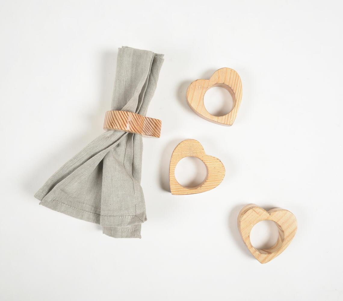 Heart Cut-Out Mango WoodWood Napkin rings (set of 4) - GAAIA