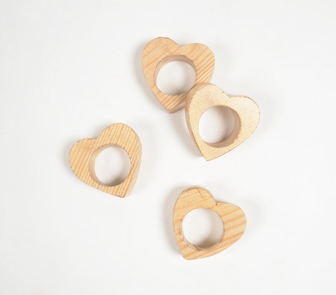 Heart Cut-Out Mango WoodWood Napkin rings (set of 4) - GAAIA