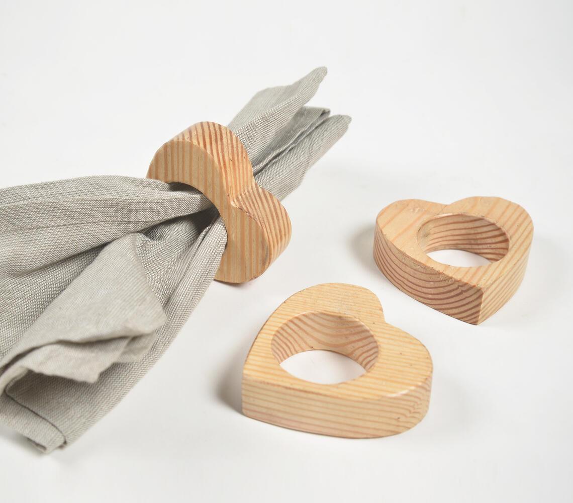 Heart Cut-Out Mango WoodWood Napkin rings (set of 4) - GAAIA