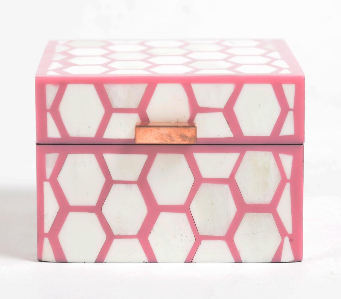 Honeycomb Pink MDF Jewelry Box - GAAIA