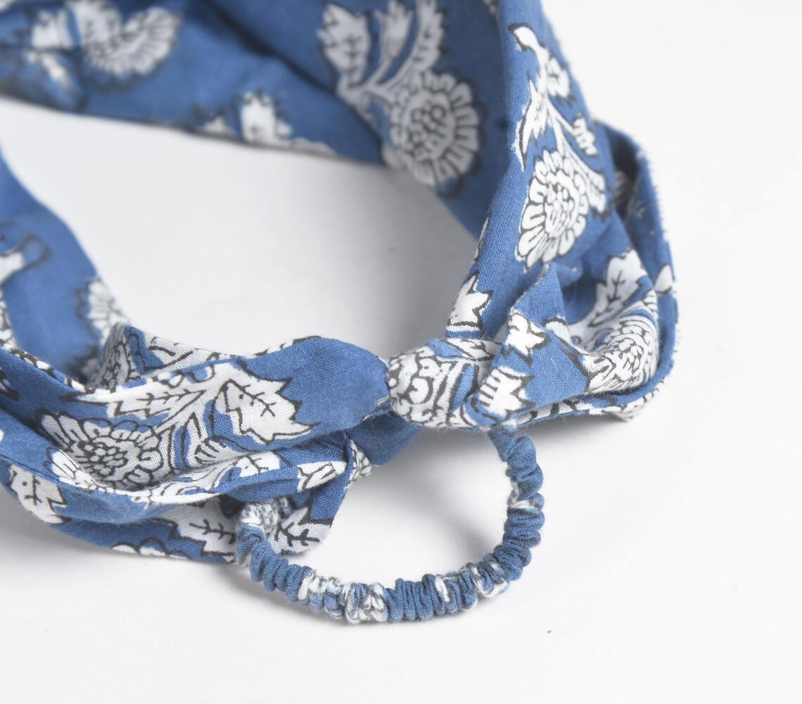 Indigo Floral Block Printed Hairband - GAAIA