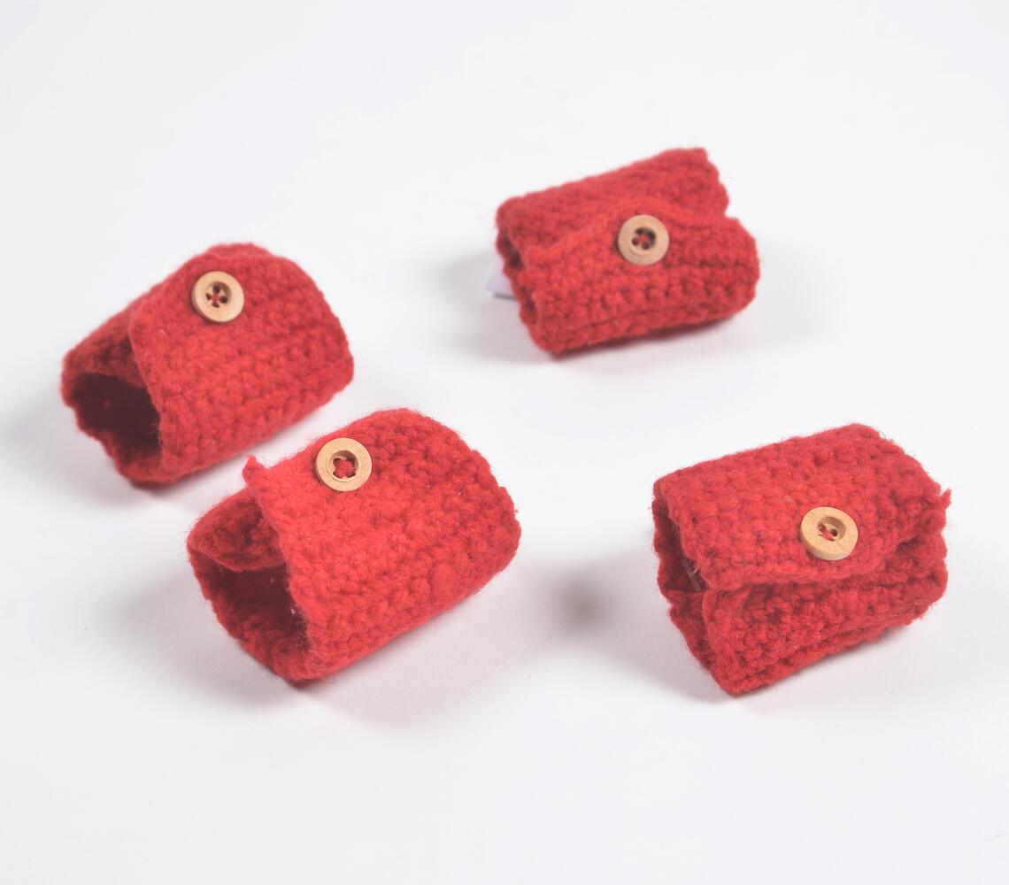 Knitted Cherry Red Napkin Rings (Set of 4) - GAAIA