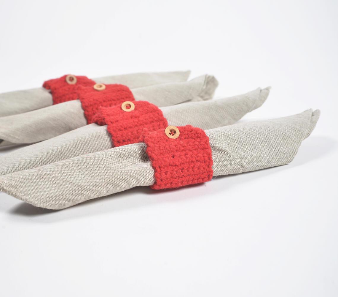 Knitted Cherry Red Napkin Rings (Set of 4) - GAAIA