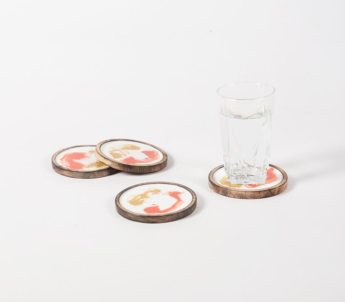 Mango Wood Set of Tray & 4 coasters - GAAIA