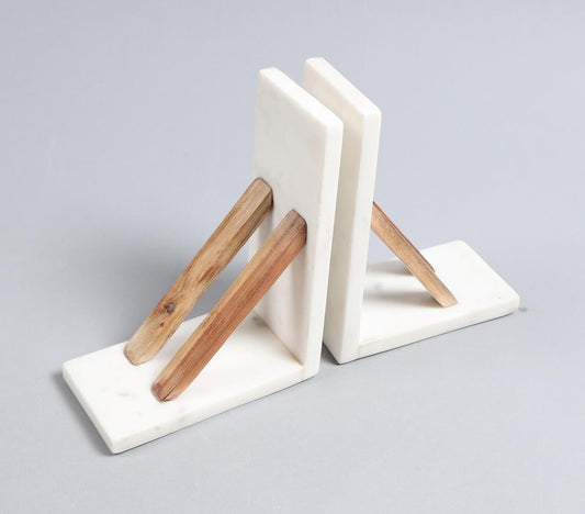 Marble & Wood Minimal Bookends (Set of 2) - GAAIA