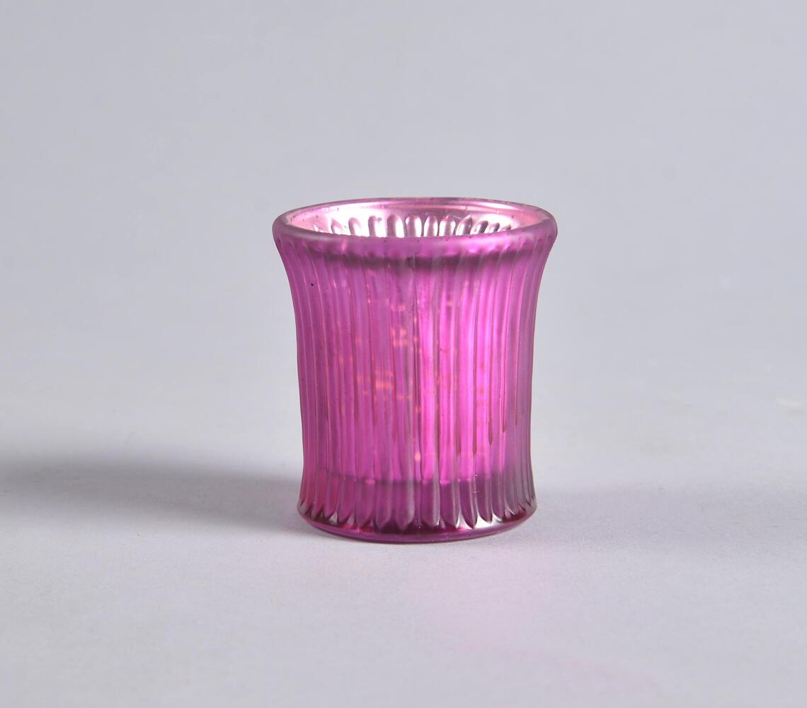 Mauve Tinted & Ribbed Glass Votives (set of 2) - GAAIA